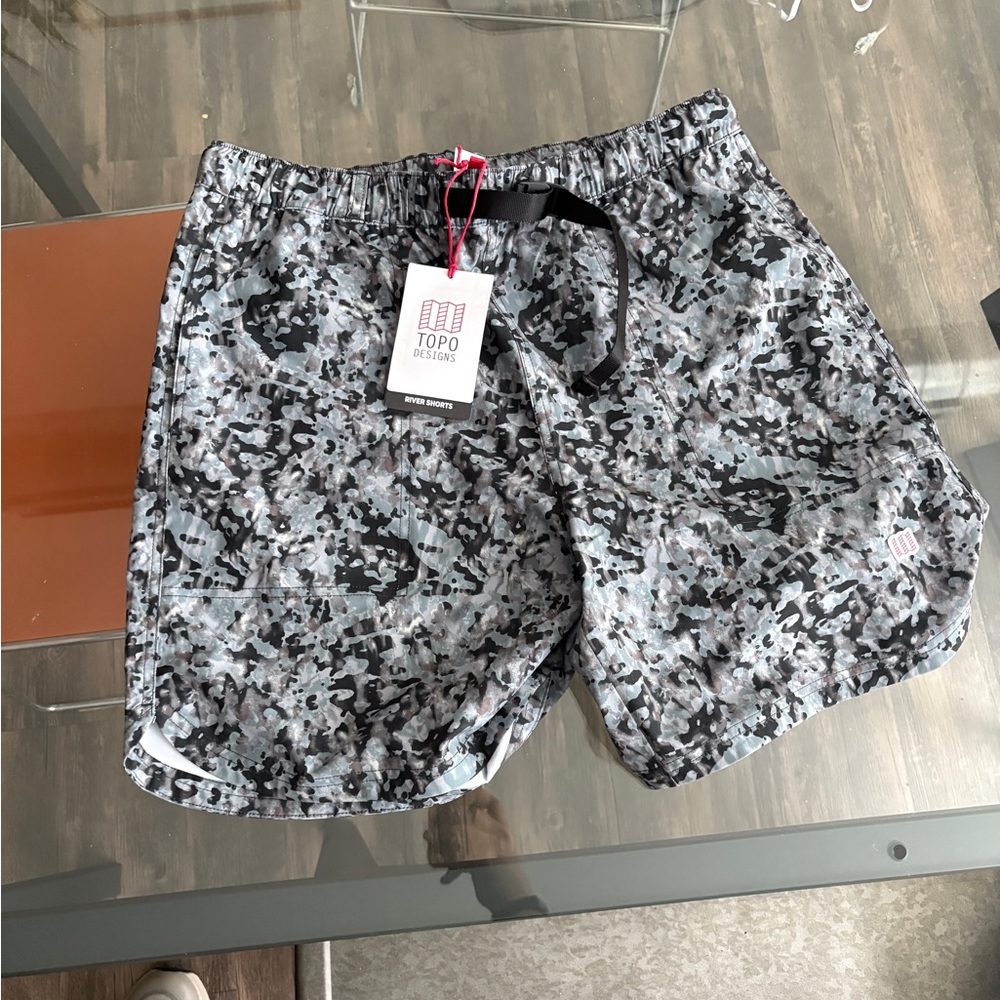 Topo Designs Black and Gray Board Shorts Swimwear